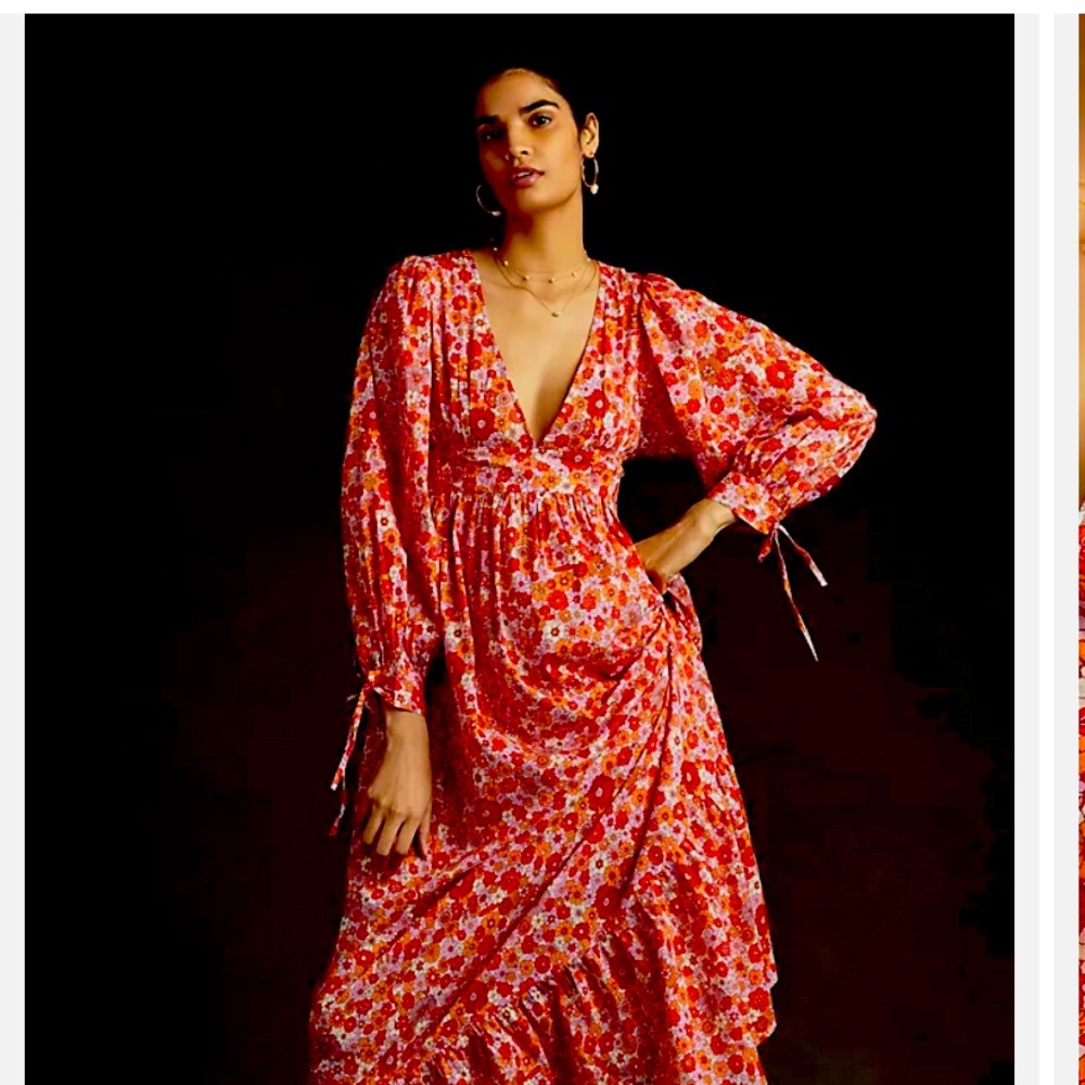 Antik Batik - red and orange floral dress.